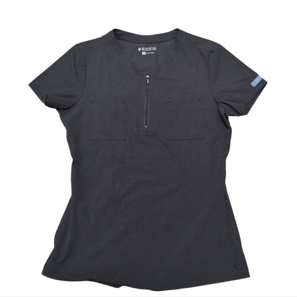 Med Couture Black Short Sleeve Tee Scrub Top Women's Size XS